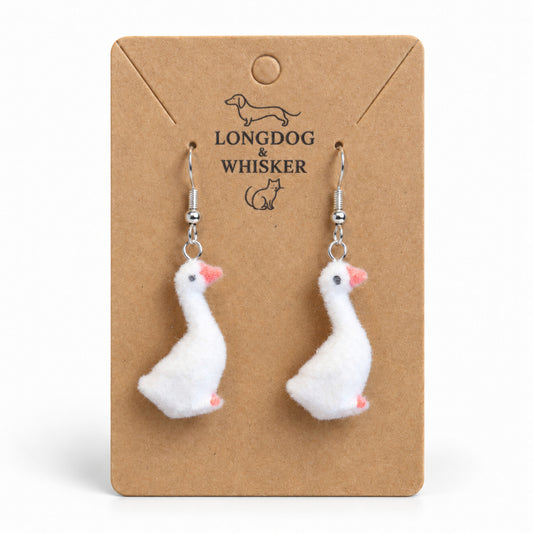 Fuzzy Goose Earrings by Longdog & Whisker