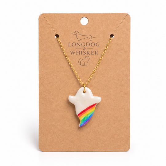 Pride Ghost Necklace Gold Chain by Longdog & Whisker