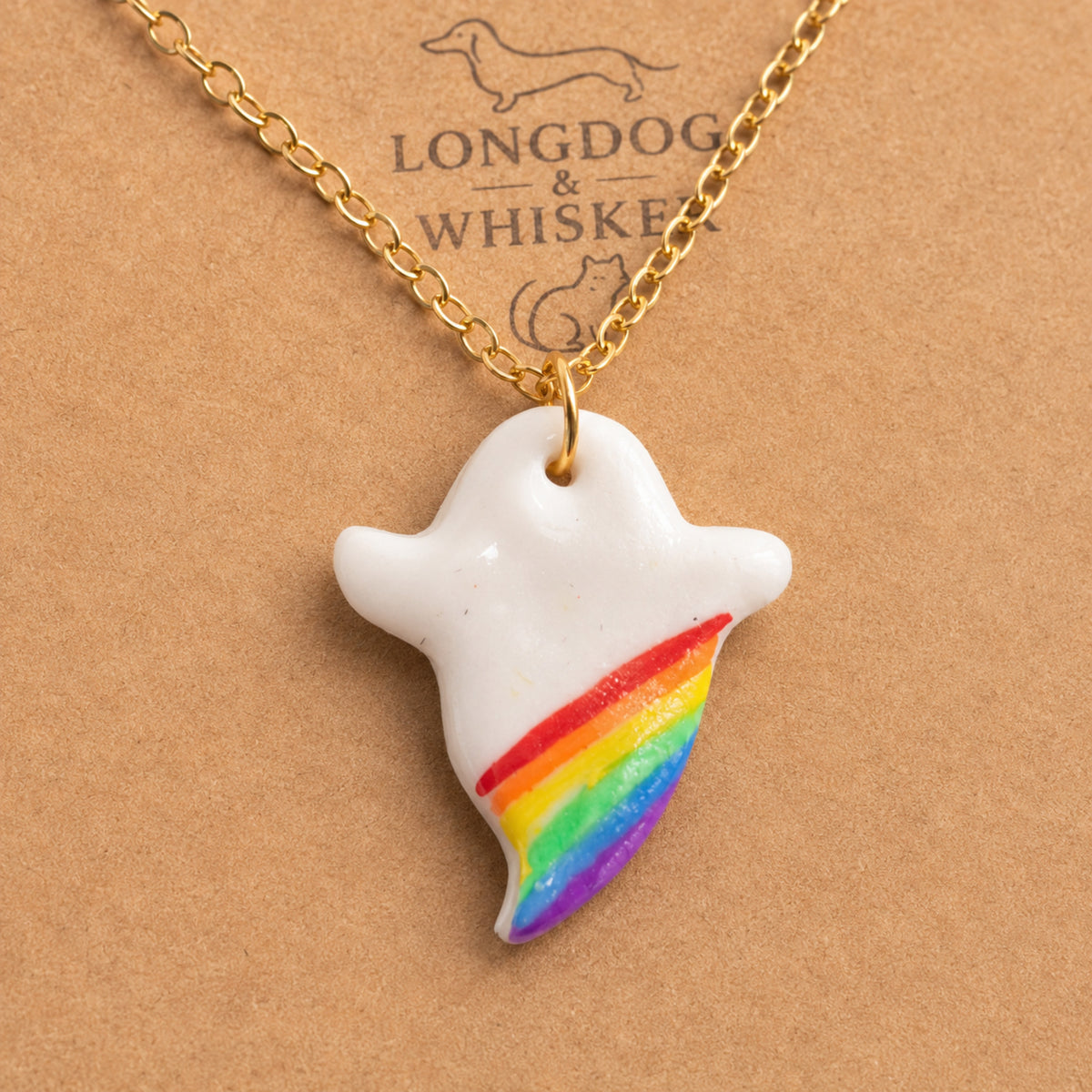 Close-up detail of Pride Ghost Necklace Gold Chain