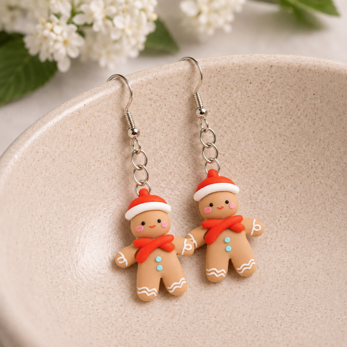 Gingerbread Earrings displayed in a lifestyle product photo