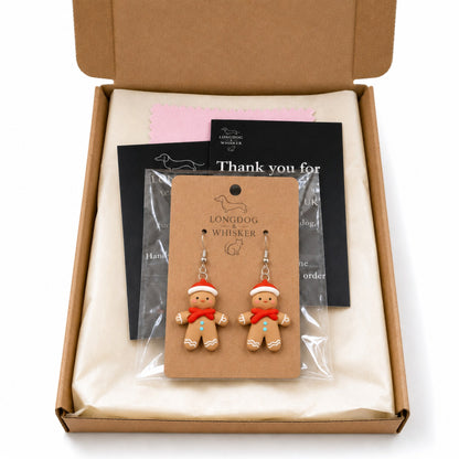 Gingerbread Earrings with Longdog & Whisker packaging
