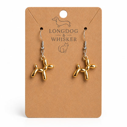 Gold Balloon Dog Earrings on Longdog & Whisker product card