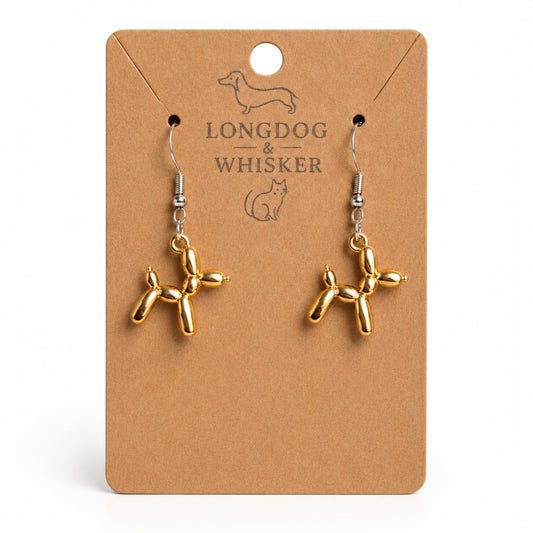 Gold Balloon Dog Earrings on Longdog & Whisker product card
