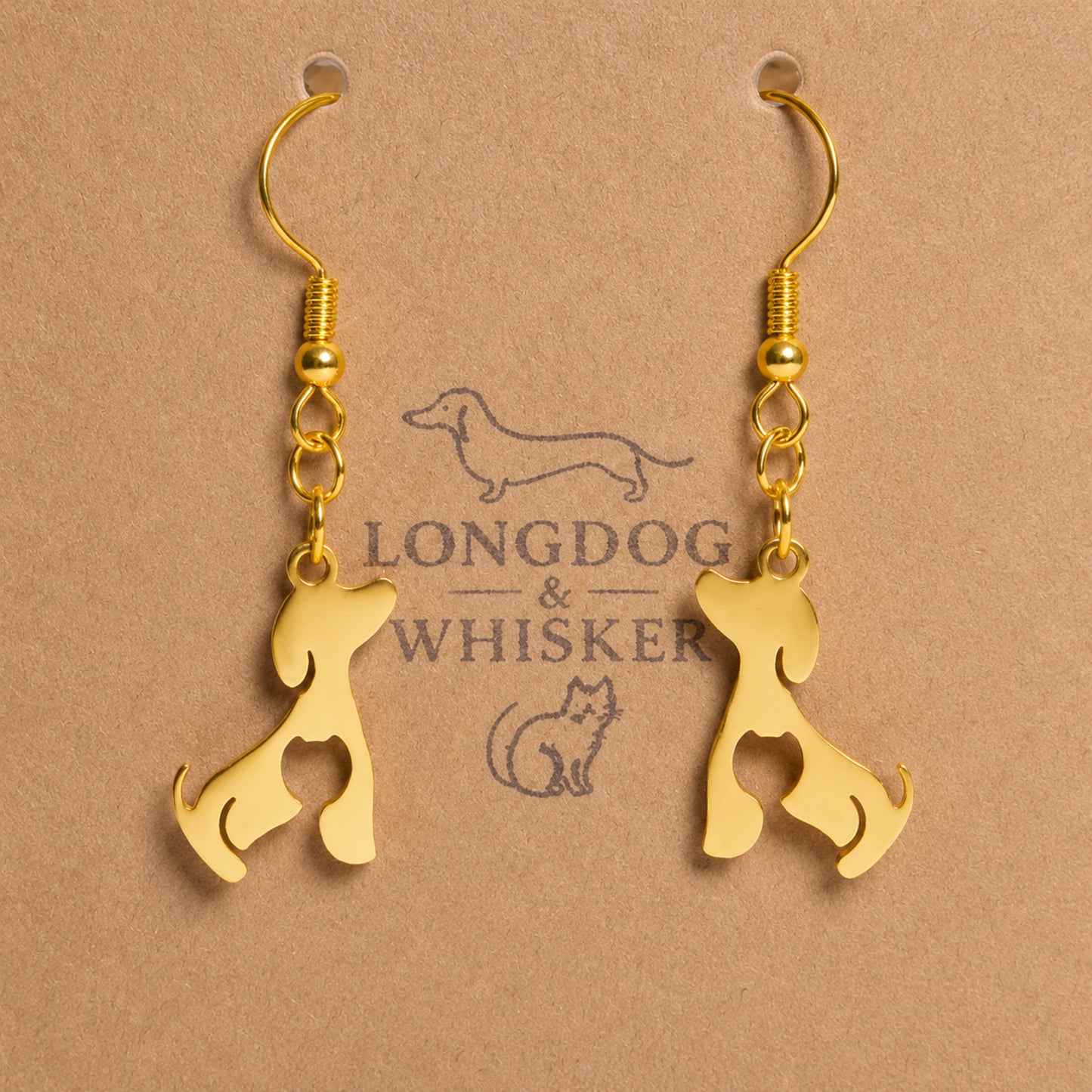 Cat At Heart Dog Earrings - Gold