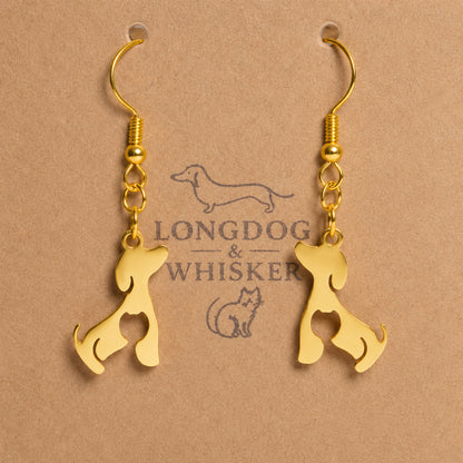 Cat At Heart Dog Earrings - Gold