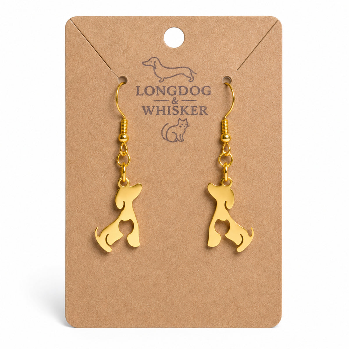 Cat At Heart Dog Earrings - Gold by Longdog & Whisker