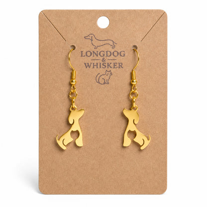 Cat At Heart Dog Earrings - Gold