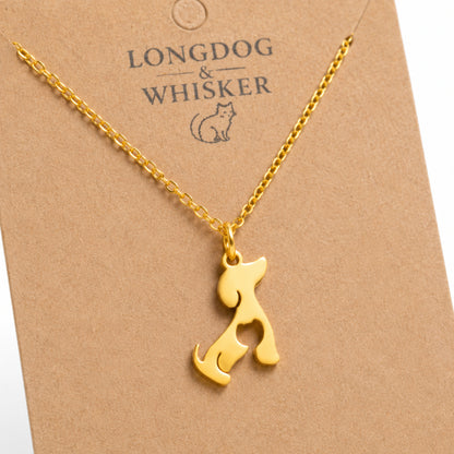 Close-up detail of Cat At Heart Dog Necklace - Gold