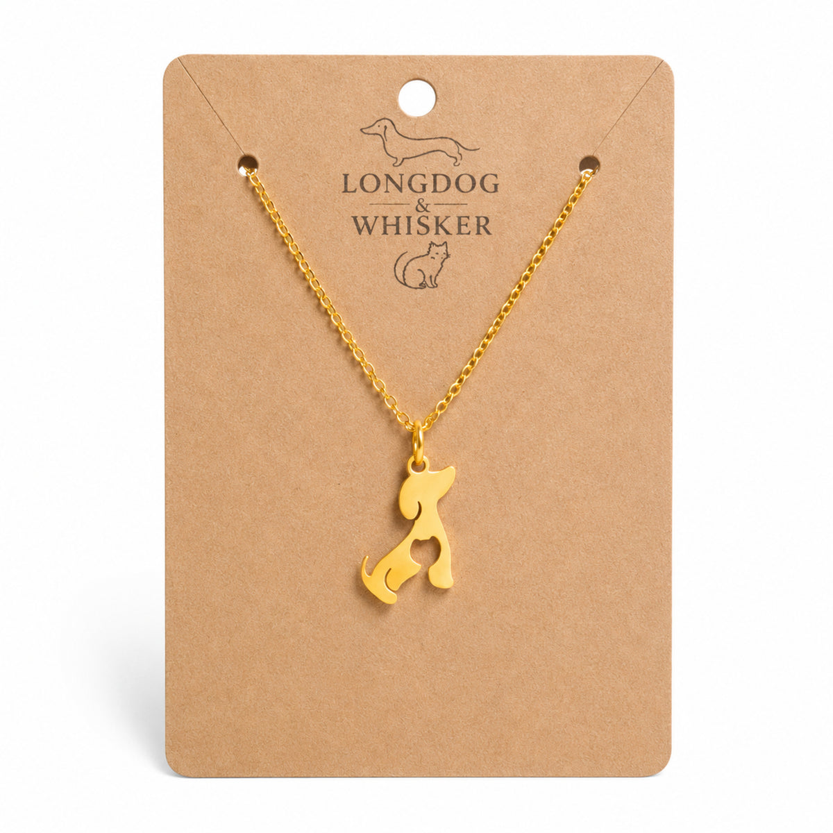 Cat At Heart Dog Necklace - Gold by Longdog & Whisker