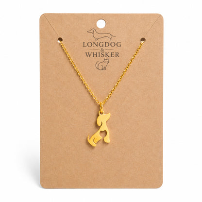Cat At Heart Dog Necklace - Gold by Longdog & Whisker