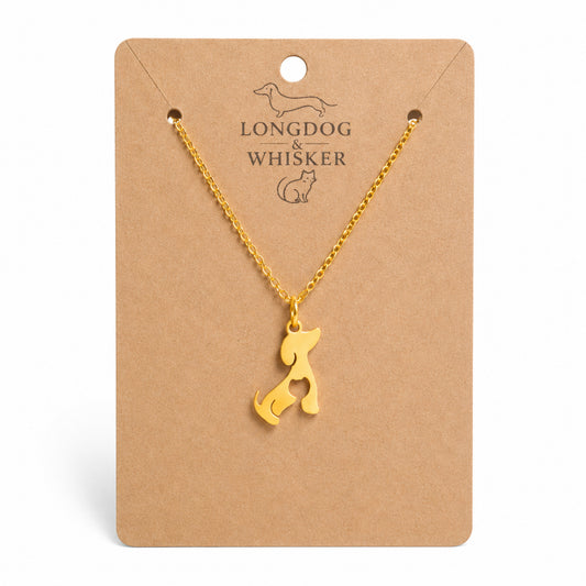 Product photo of Cat At Heart Dog Necklace - Gold by Longdog & Whisker
