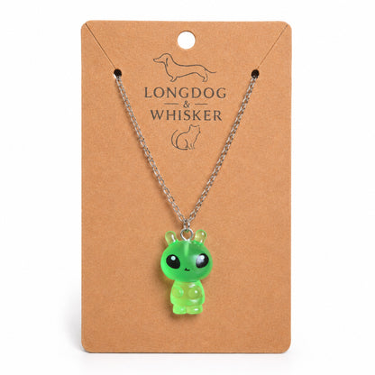 Little Green Alien Necklace on Longdog & Whisker product card