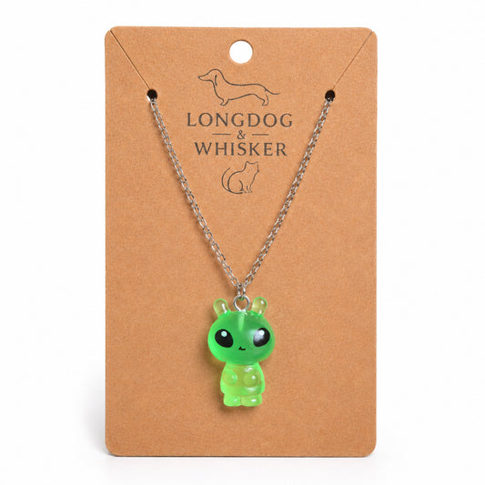 Little Green Alien Necklace on Longdog & Whisker product card