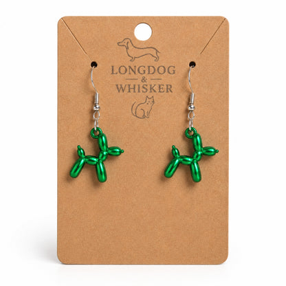 Green Balloon Dog Earrings on Longdog & Whisker product card