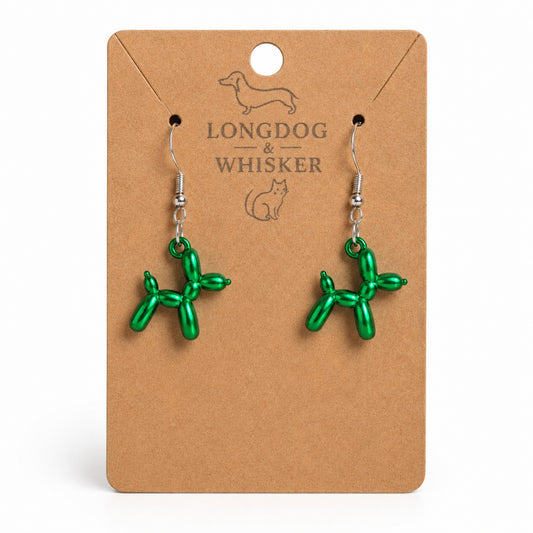 Green Balloon Dog Earrings on Longdog & Whisker product card