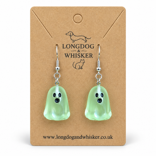 Green Ghost Earrings on Longdog & Whisker product card