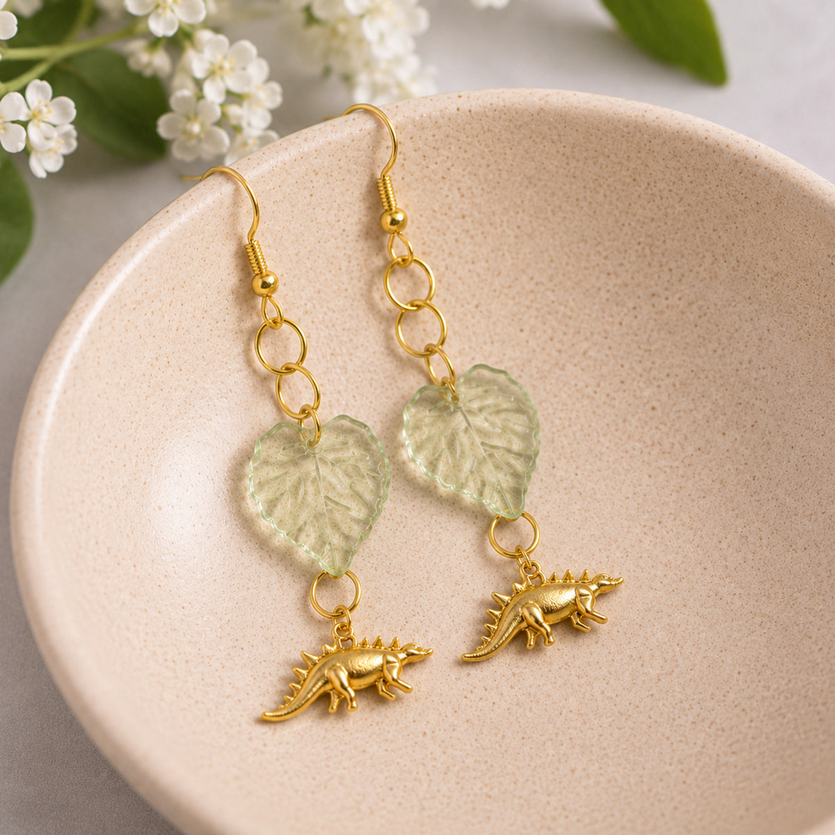 Spiky Steggy Earrings - Gold Hook displayed in a lifestyle product photo