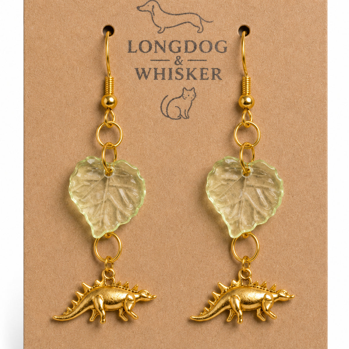Close-up detail of Spiky Steggy Earrings - Gold Hook