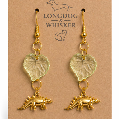 Close-up detail of Spiky Steggy Earrings - Gold Hook