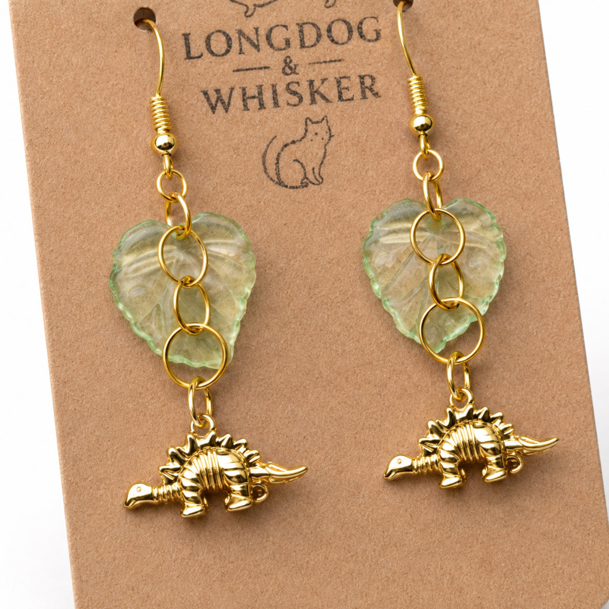 Close-up detail of Small Steggy Earrings - Gold Hook