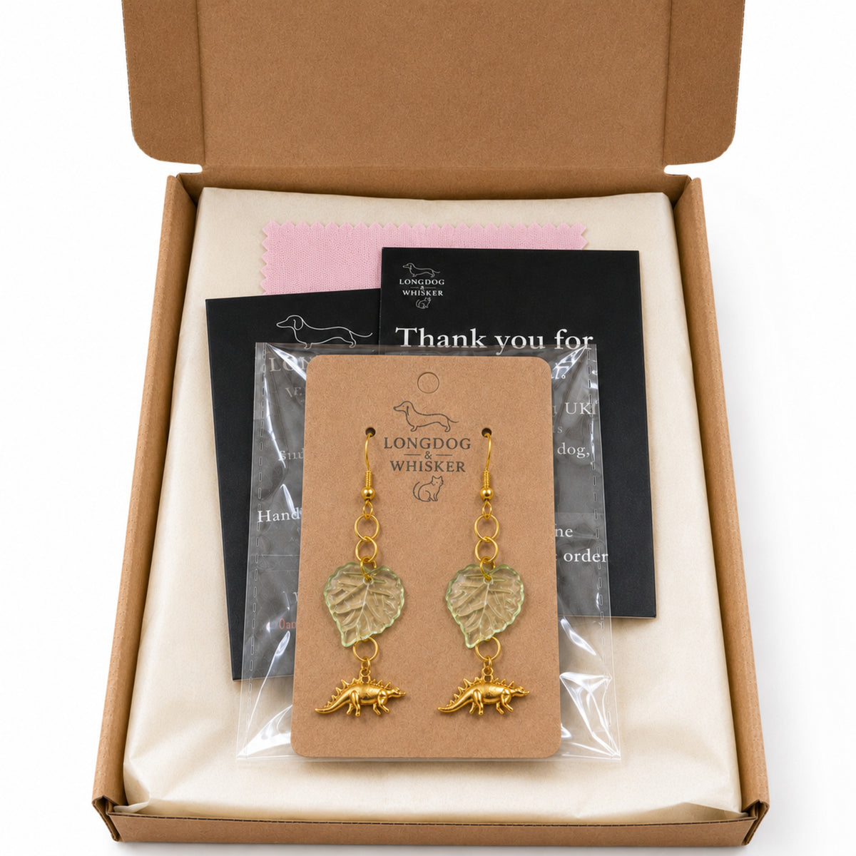 Spiky Steggy Earrings - Gold Hook with Longdog & Whisker packaging