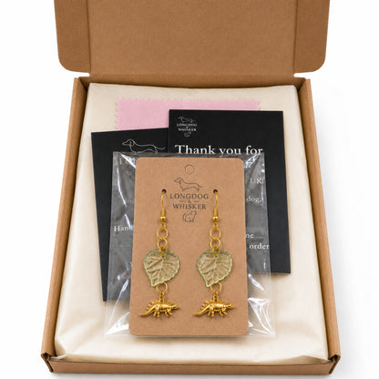Spiky Steggy Earrings - Gold Hook with Longdog & Whisker packaging