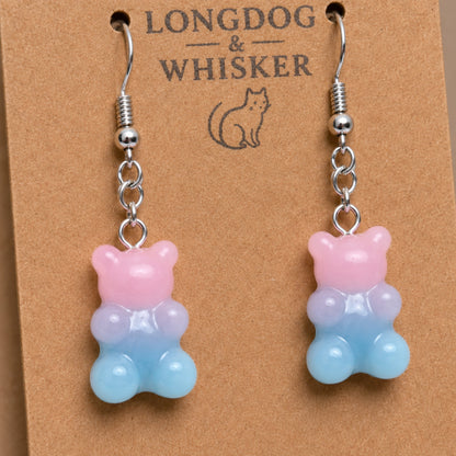 Close-up detail of Gummy Bear Earrings - Bubblegum