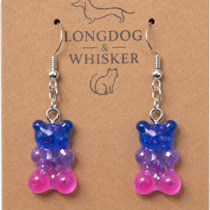 Close-up detail of Gummy Bear Earrings - Dark Blue / Pink