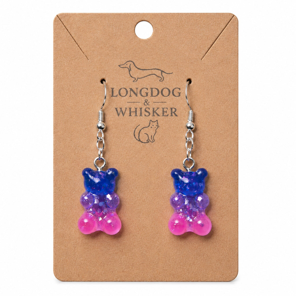 Gummy Bear Earrings - Dark Blue / Pink by Longdog & Whisker