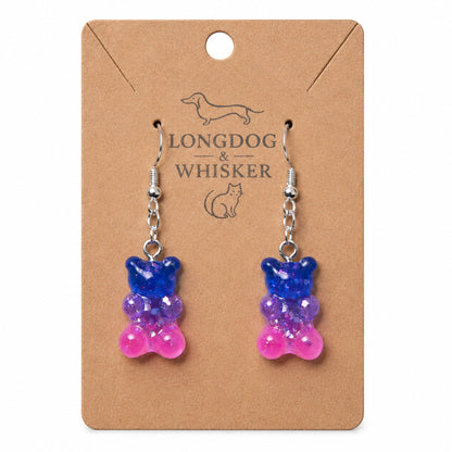 Gummy Bear Earrings - Dark Blue / Pink by Longdog & Whisker