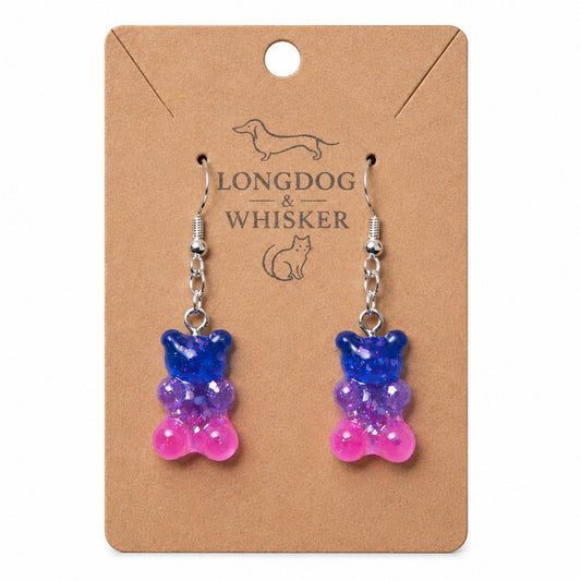 Gummy Bear Earrings - Dark Blue / Pink by Longdog & Whisker