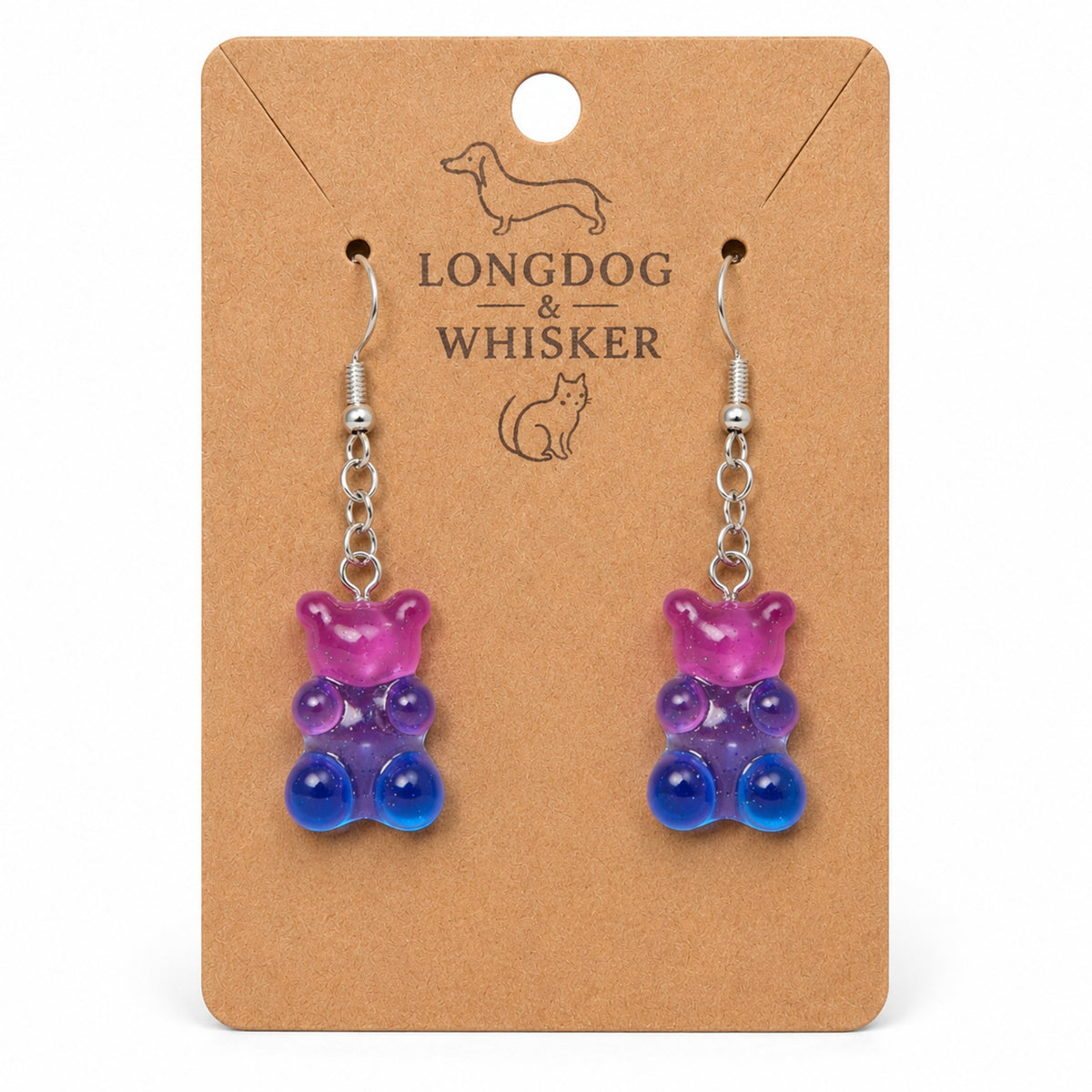 Gummy Bear Earrings - Pink / Clear Blue by Longdog & Whisker