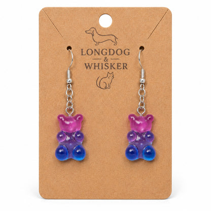 Gummy Bear Earrings - Pink / Clear Blue by Longdog & Whisker