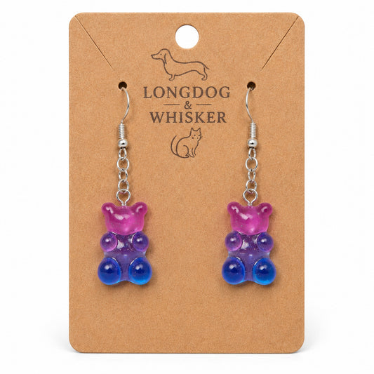 Gummy Bear Earrings - Pink / Clear Blue by Longdog & Whisker