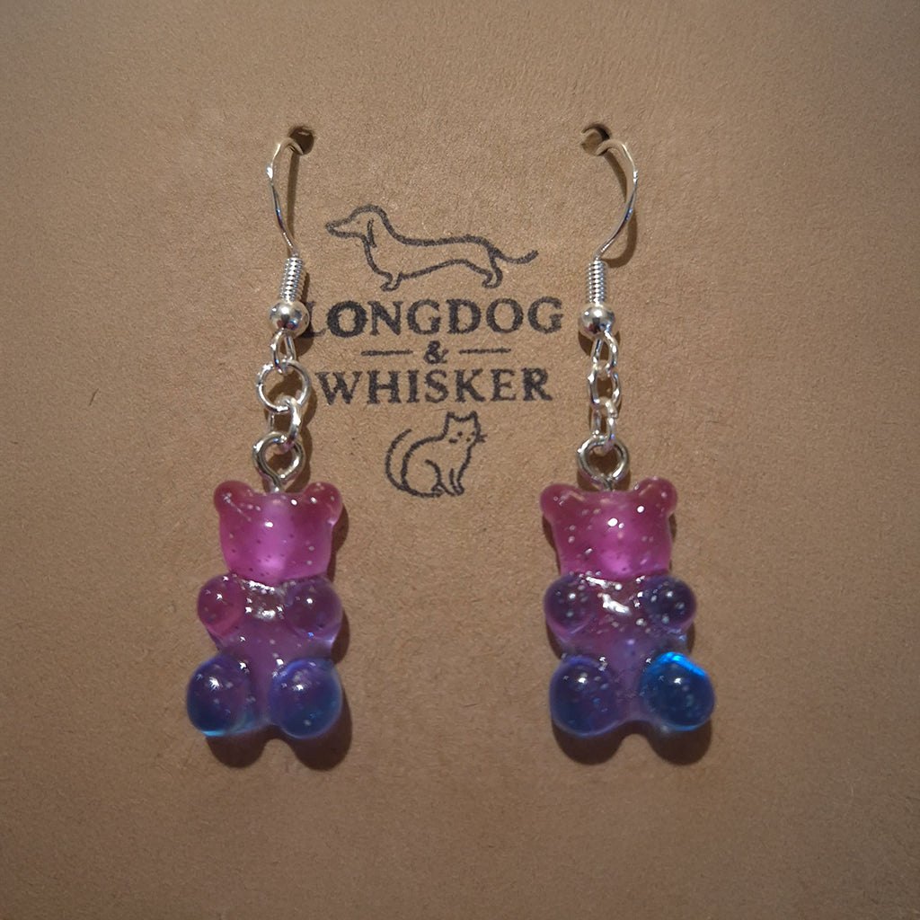 Gummy Bear Earrings - Pink / Clear Blue
