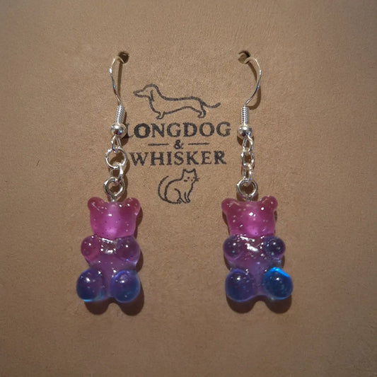 Gummy Bear Earrings - Pink / Clear Blue