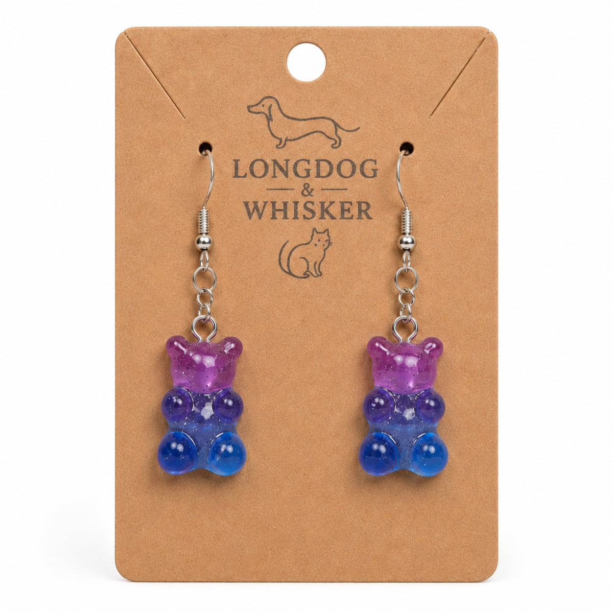 Gummy Bear Earrings - Purple / Pale Blue by Longdog & Whisker