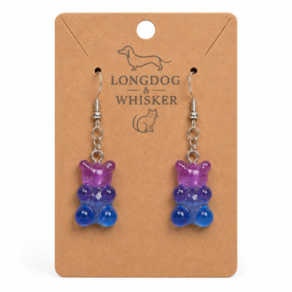 Gummy Bear Earrings - Purple / Pale Blue by Longdog & Whisker