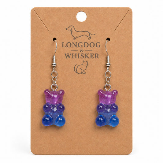 Gummy Bear Earrings - Purple / Pale Blue by Longdog & Whisker