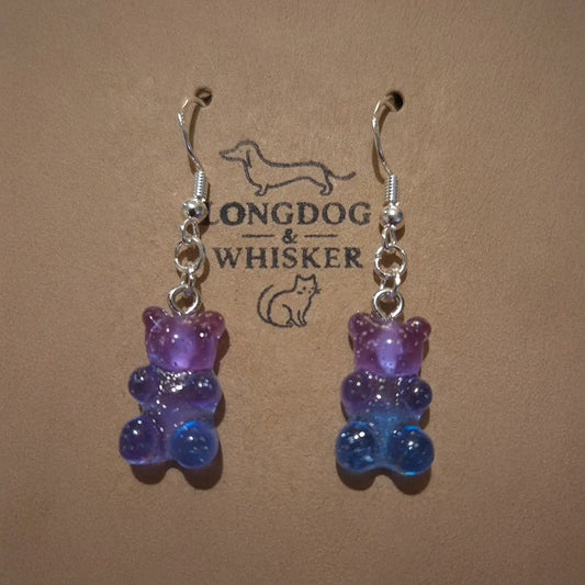 Gummy Bear Earrings - Purple / Pale Blue