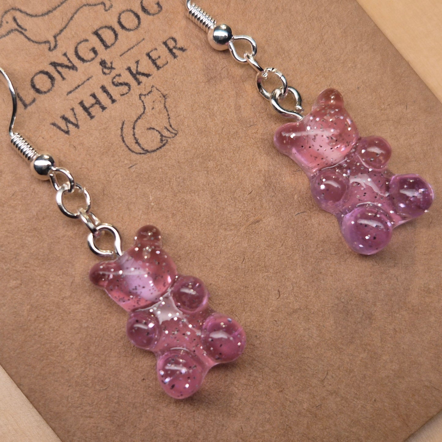 Gummy Bear Earrings - Lilac Glitter