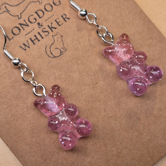 Gummy Bear Earrings - Lilac Glitter