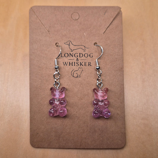 Gummy Bear Earrings - Lilac Glitter