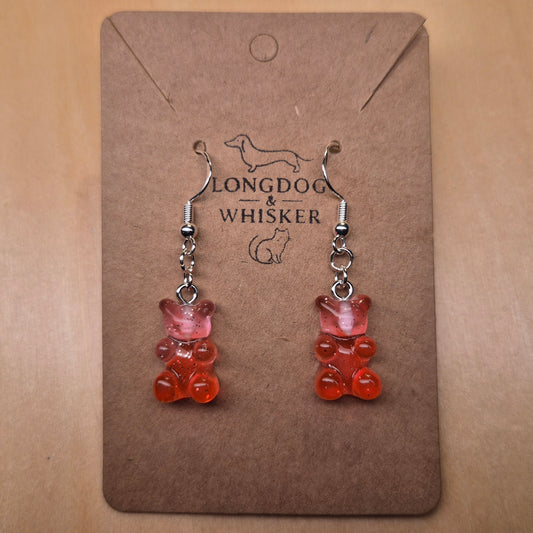 Gummy Bear Earrings - Red/Pink