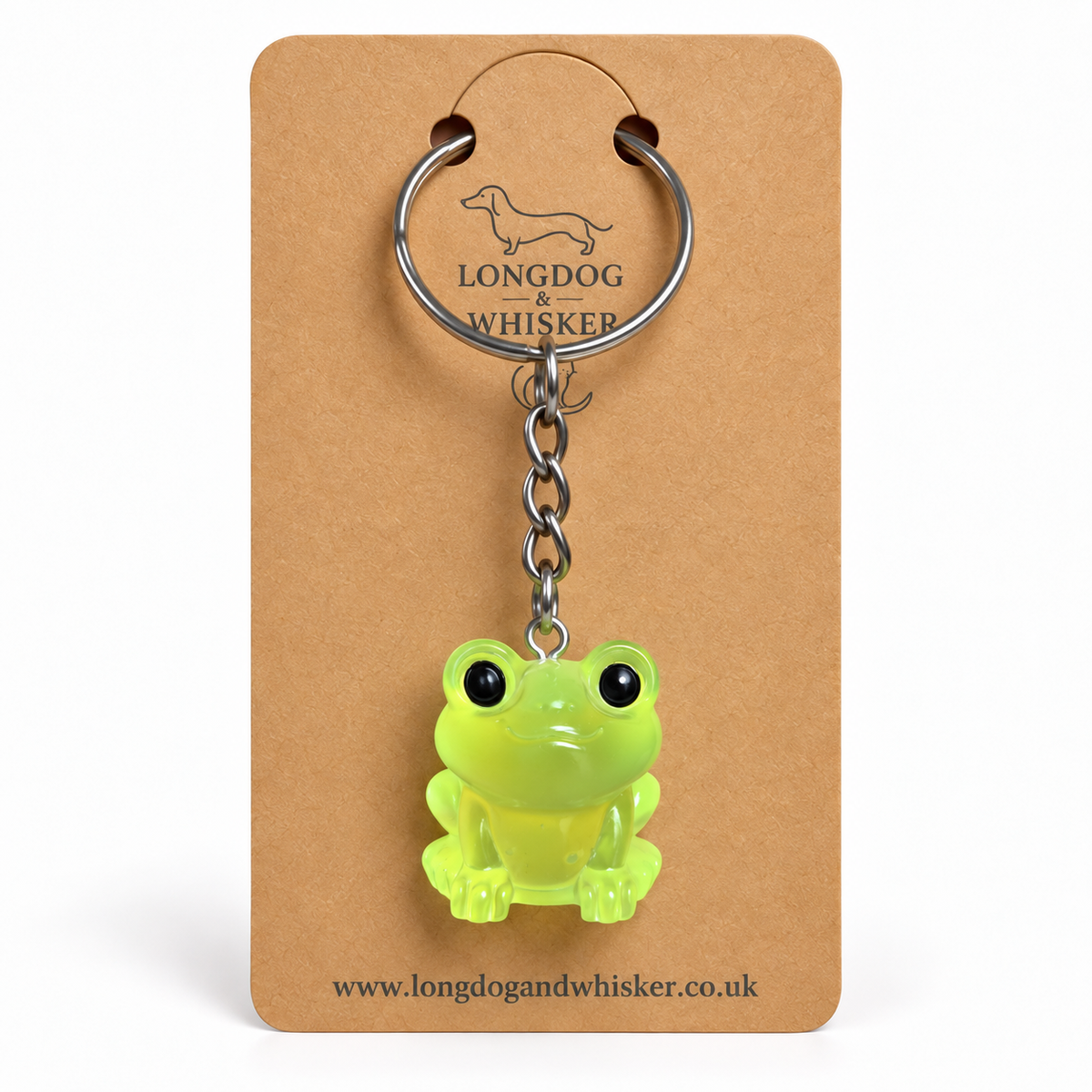 Large Neon Green Frog Keyring and Bag Charm by Longdog & Whisker