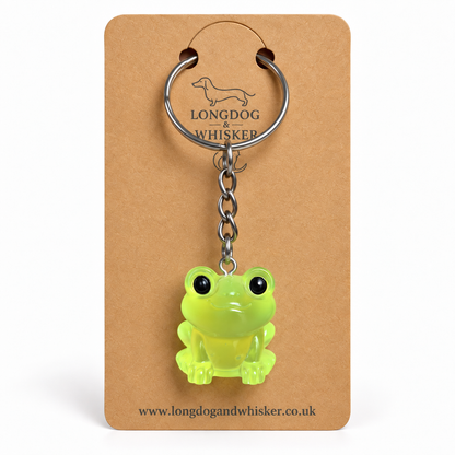 Large Neon Green Frog Keyring and Bag Charm by Longdog & Whisker