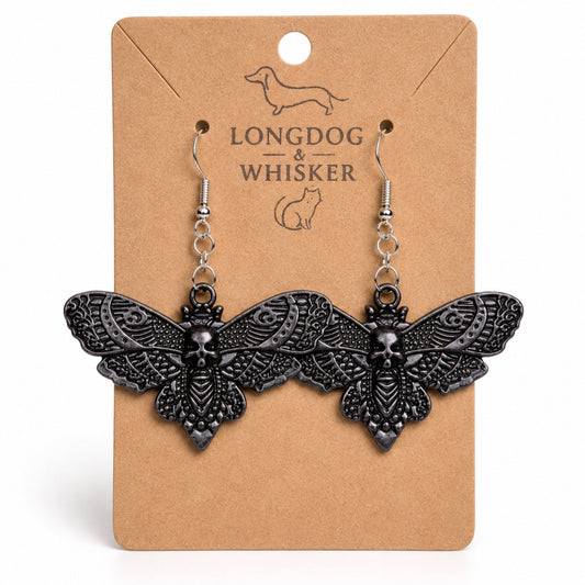 Large Black Moth Earrings by Longdog & Whisker