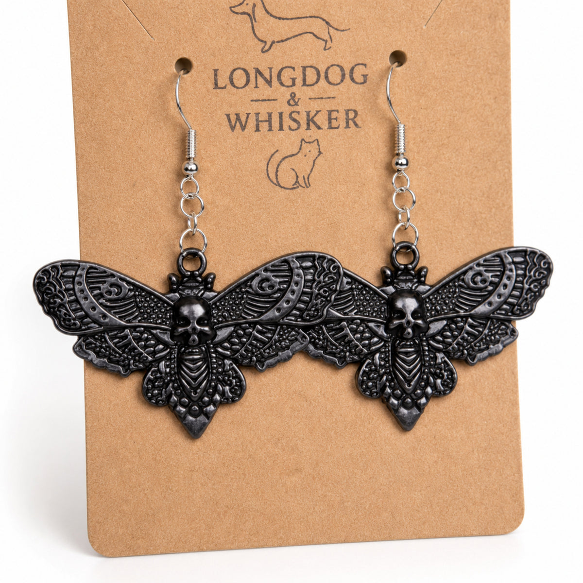 Close-up detail of Black Butterfly Earrings