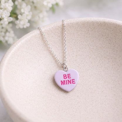 Be Mine Necklace - Light Purple displayed in a lifestyle product photo