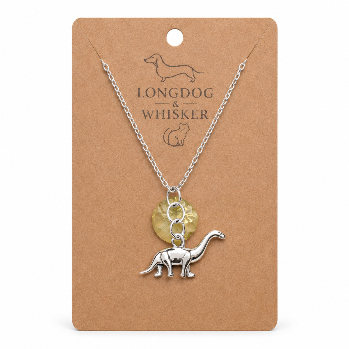 Silver Brontosaurus Dinosaur Necklace by Longdog & Whisker